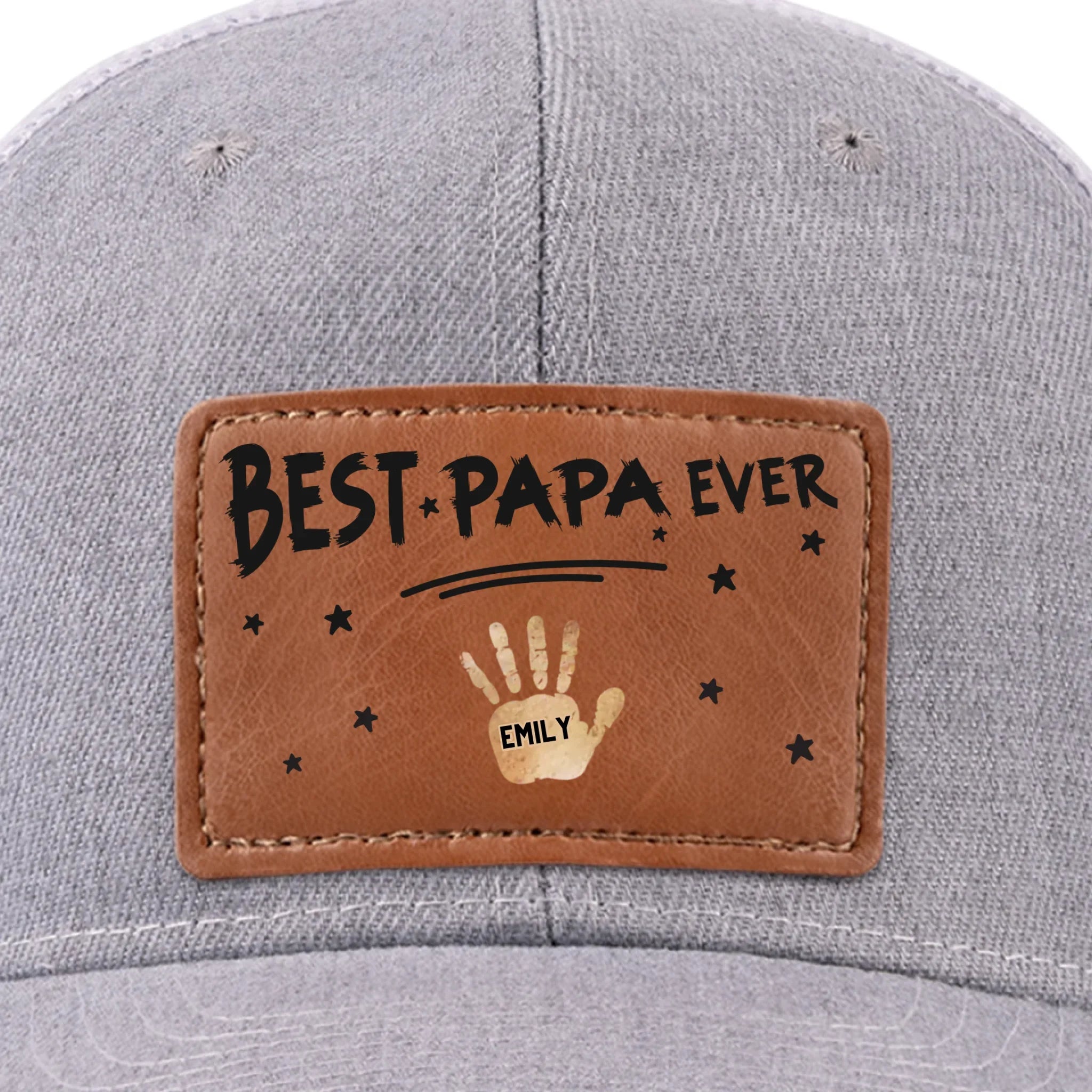 Best Dad Ever, Stamped With Love - Family Personalized Custom Leather Patch Hat - Father's Day, Gift For Dad, Grandpa