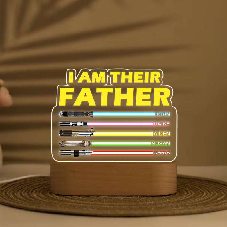 🔥I Am Their Father Night Light with Kids Names - Best Gift For Dad