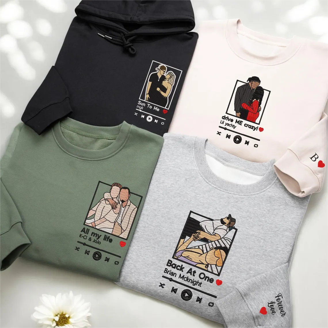 Loversdovey Embroidered Portrait from Photo With Love Song Sweatshirt