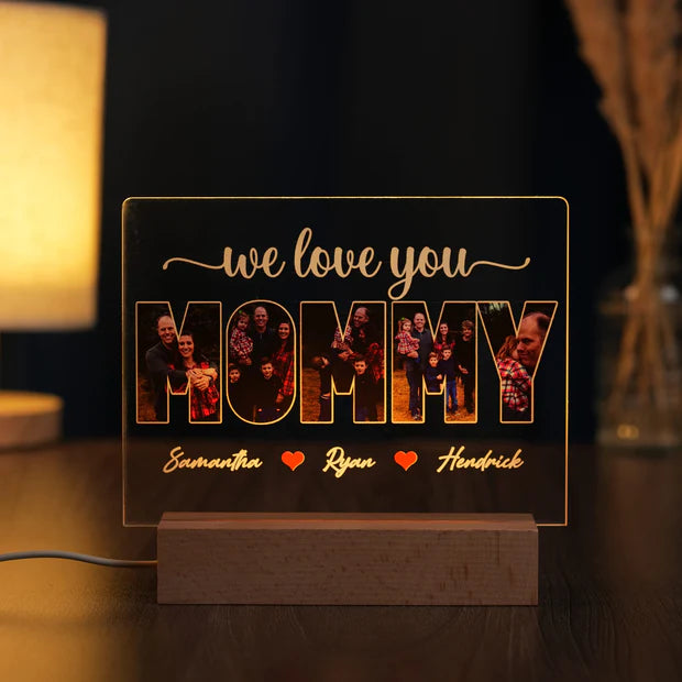 Custom LED Light Frame With Family Photos & Names- Mother's Day Gift