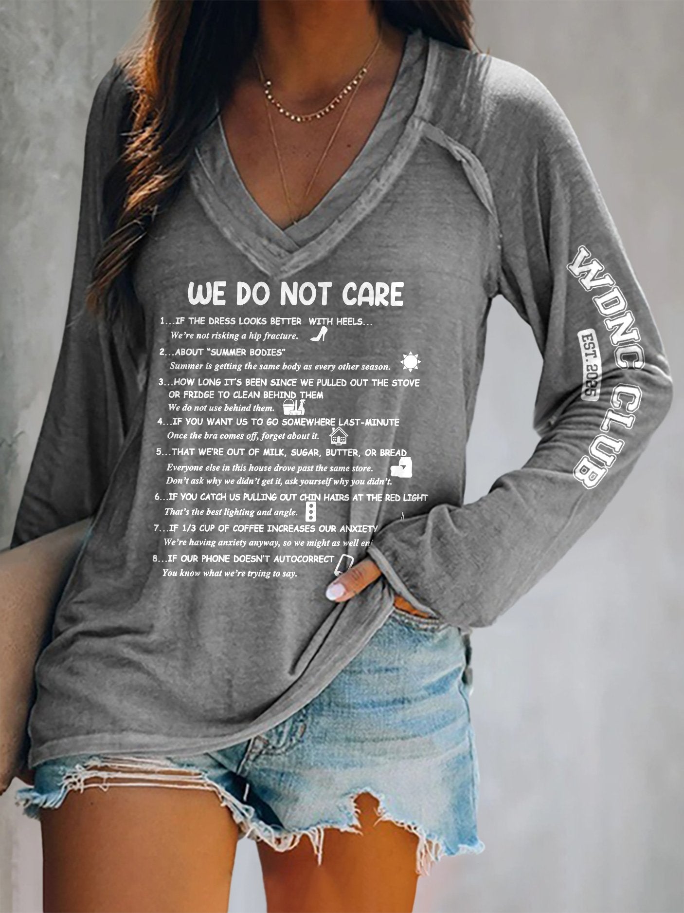 🔥Buy 3 Get 15% Off🔥V-neck Retro Funny WDNC Menopause Perimenopause Print T-Shirt