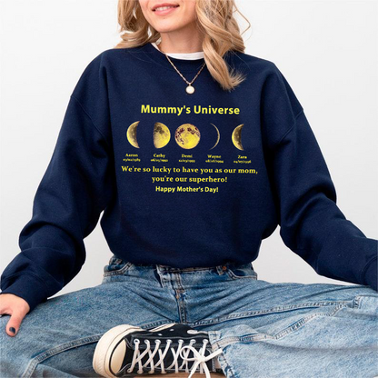 NEW! Loversdovey Custom Sweatshirt With Text And Date The Real Moon Phase- Mom's Universe,Gift For MUM