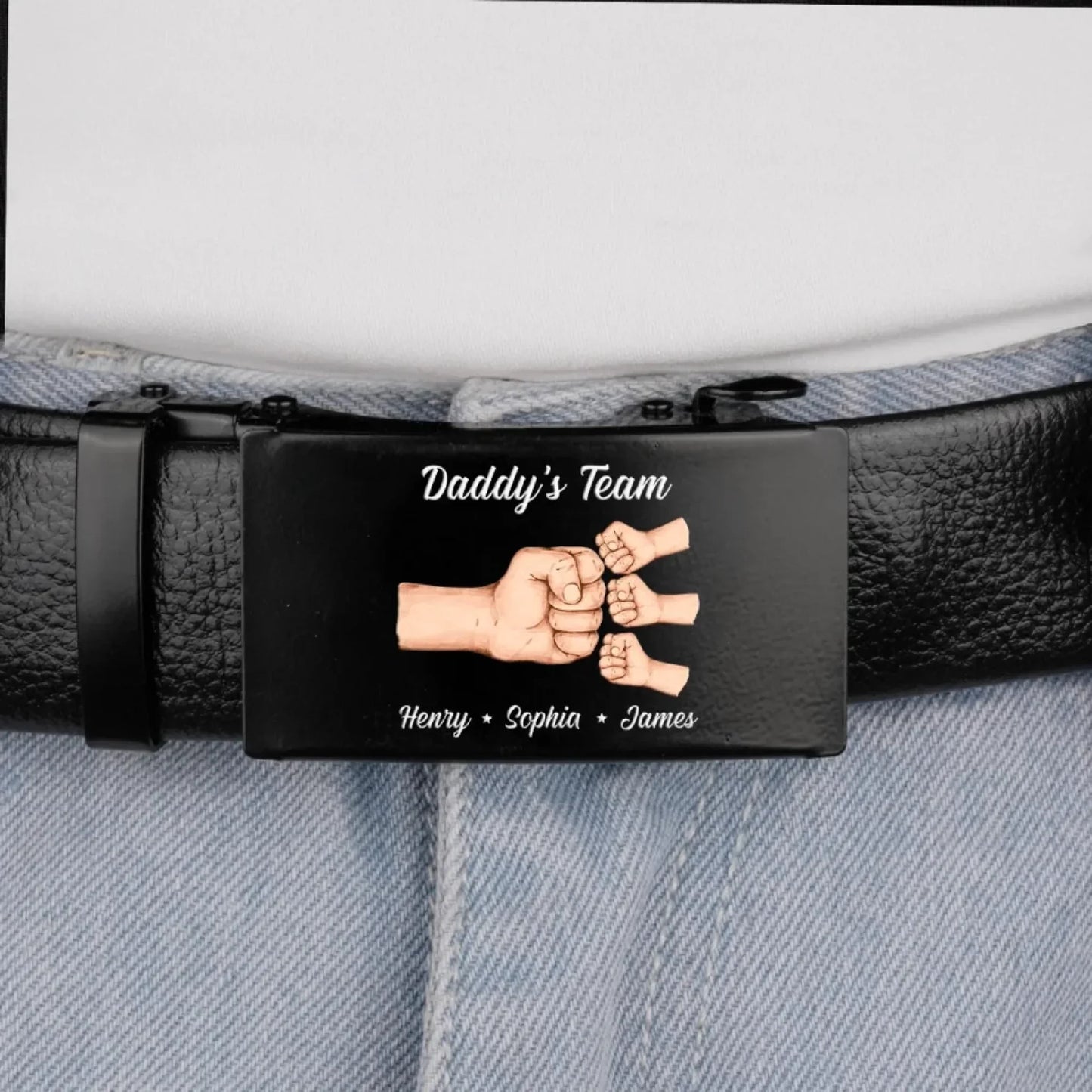 Squad Of Daddy - Family Personalized Custom Printed Belt Buckle - Father's Day, Gift For Dad, Grandpa