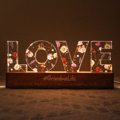 Love Grows Here, Birth Month Flower, Custom Flower Printed LED Night Light, Gift For Mom, Mother's Day Gift