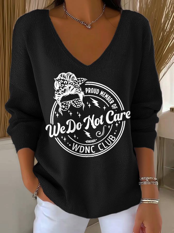 🔥Buy 3 Get 15% Off🔥V-Neck Retro Funny Proud Member Of WDNC Club Menopause Perimenopause Print Knitted Tops