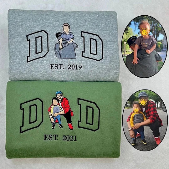Custom Dad Shirt - Embroidered Portrait Shirt with Photo - Unique Gift for Dad and Family