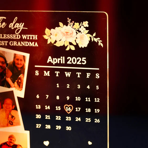 Custom LED Light Frame with Family Photos, Calendar & Names - A Gift That Keeps Giving