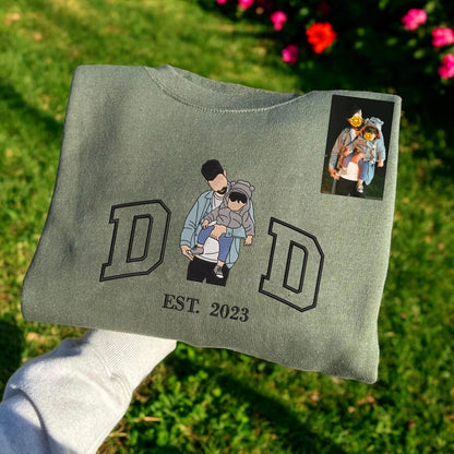 Custom Dad Shirt - Embroidered Portrait Shirt with Photo - Unique Gift for Dad and Family