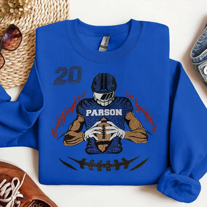 🏈Shine On Game Day - Custom Glitter Football Player Sweatshirt Hoodie Tshirt