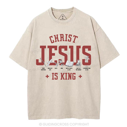 Jesus Is King Christian Washed T-Shirt