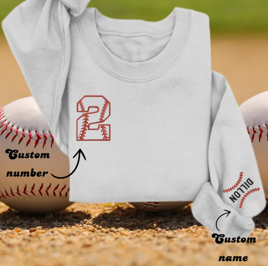 Personalized Baseball Embroidered Hoodie – Custom Number & Name for Sports Lovers