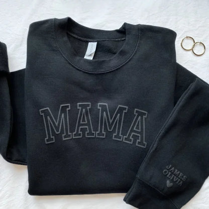 Personalized 3D Puff Print Outline DAD Sweatshirt with Kids Names on Sleeve