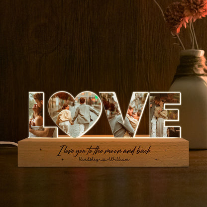 Personalized Couple Photo Collage Night Light, Custom Wedding Photo Gift, Anniversary Gift, Gift for Couple, Gift for Girlfriend Boyfriend