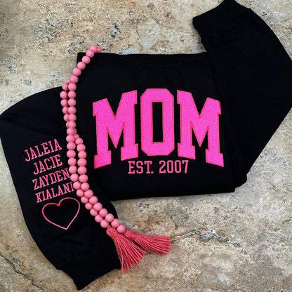 Custom Applique Glitter Embroidery Mom Sweatshirt - Mother's Day Gift