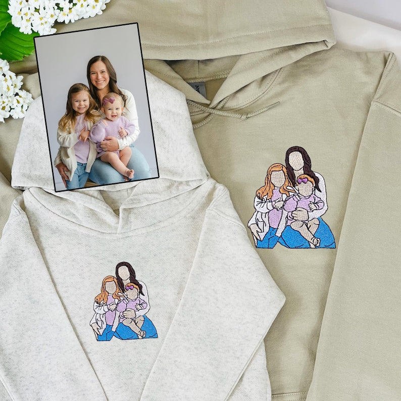 Custom Embroidered Portrait From Photo Hoodie