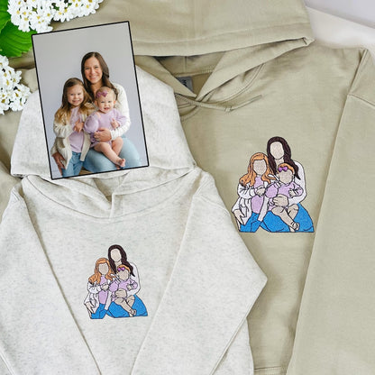 Custom Embroidered Portrait From Photo Hoodie