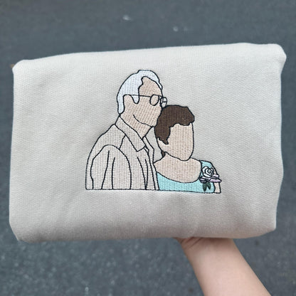 Couple Embroidered Sweatshirts Embroidered Portrait Sweatshirt Couple Portrait Sweatshirt Couple Gift Custom Photo And Text Shirt