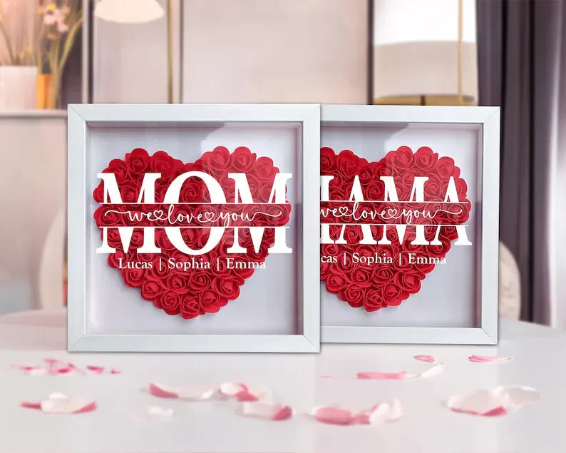 👩❤️👧Mom We Love You - Personalized Flower Shadow Box
