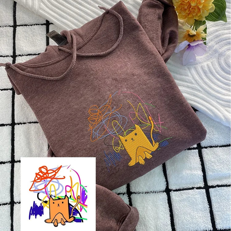 Custom Kids Drawing T-shirt – Personalized Art Sweatshirt, Unique Gift for Mom, Dad, or Grandparents