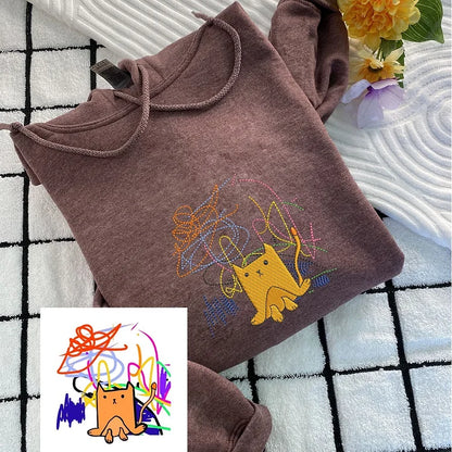 Custom Kids Drawing T-shirt – Personalized Art Sweatshirt, Unique Gift for Mom, Dad, or Grandparents