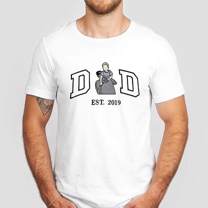 Custom Dad Shirt - Embroidered Portrait Shirt with Photo - Unique Gift for Dad and Family