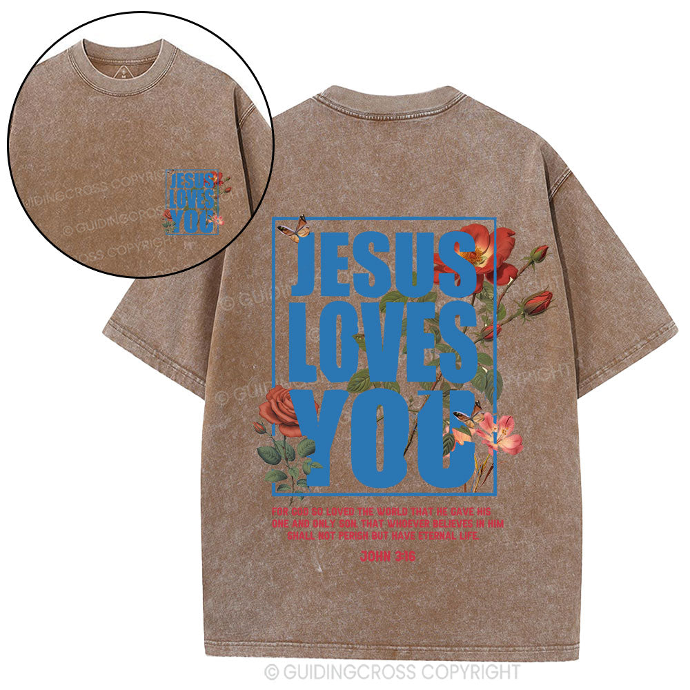 For God So Loved Christian Washed T-Shirt