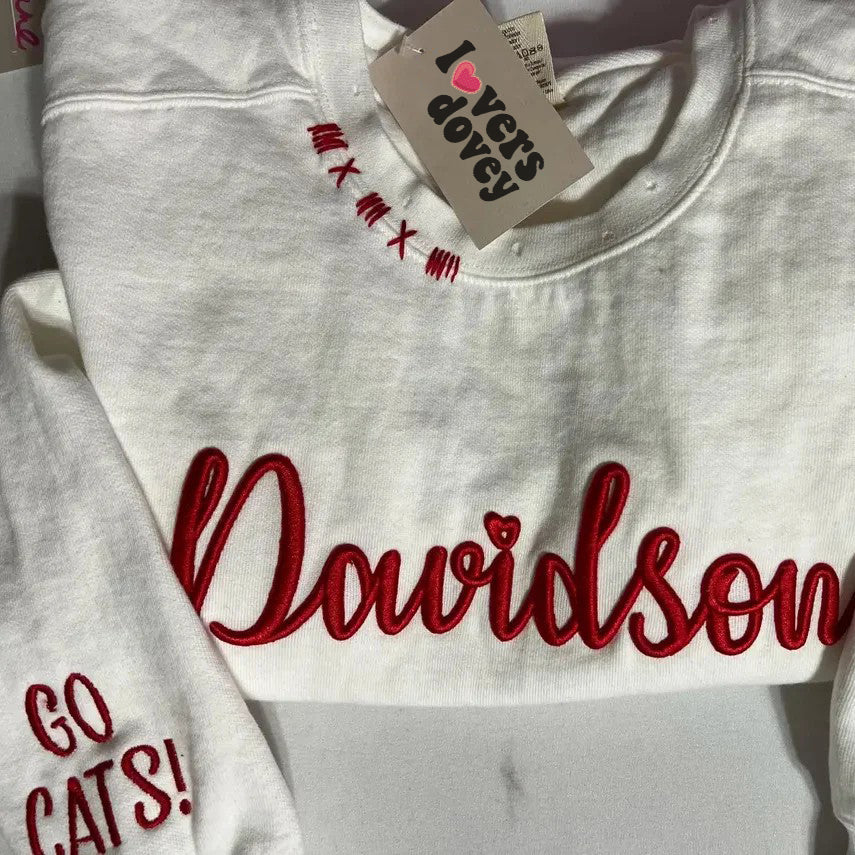VINTAGE 3D Embroidery Unisex Hand Distressed Crew