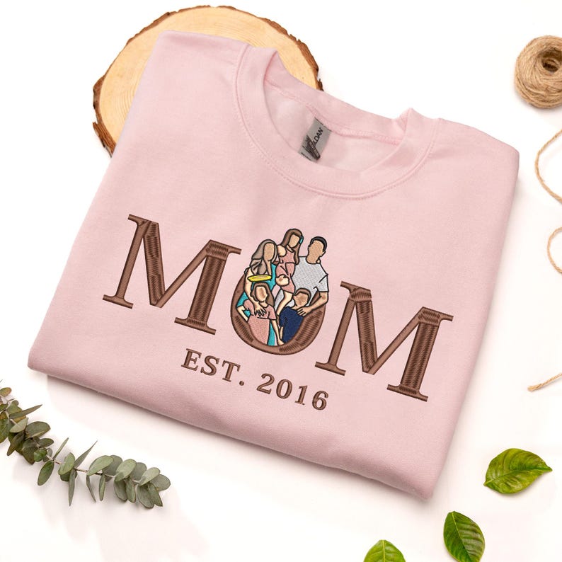 Custom Mama Embroidered Sweatshirt, Personalized Mom Portrait from Photo Sweater
