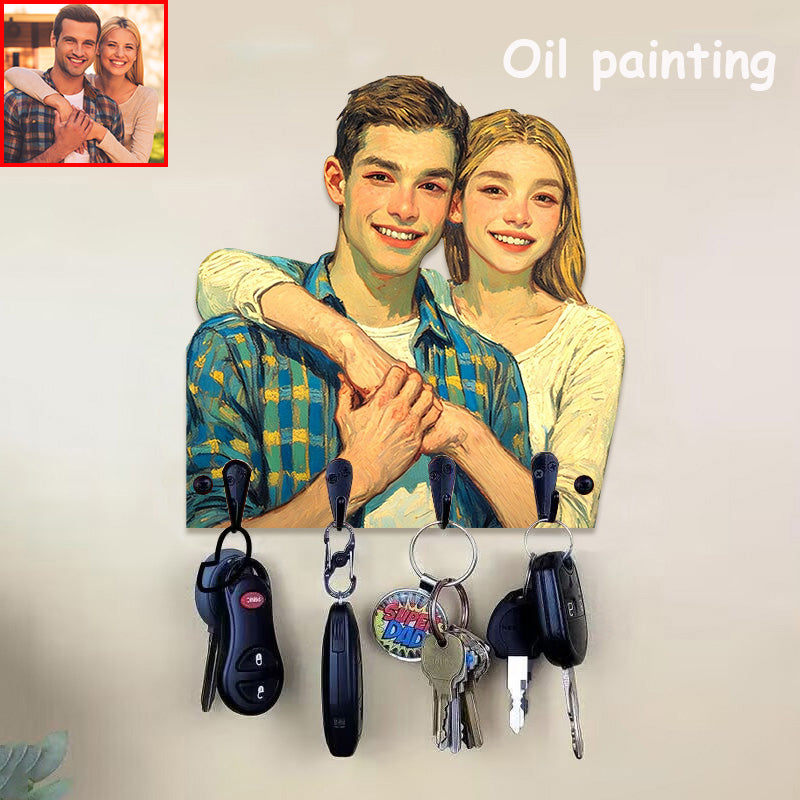 Personalised Portrait Couple/Family Key Holder