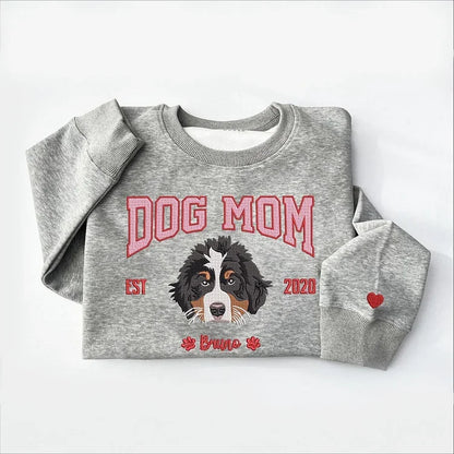 Custom Pet Embroidered Sweatshirt For Dog Mom, XMAS Gift For Pet Owners