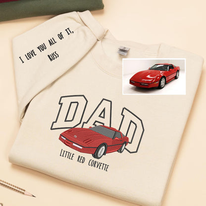 Custom Embroidered Dad Car Crewneck Using Car Photo, Custom Car Embroidered Hoodie, Personalized Gift For Him, Father's Day Gift