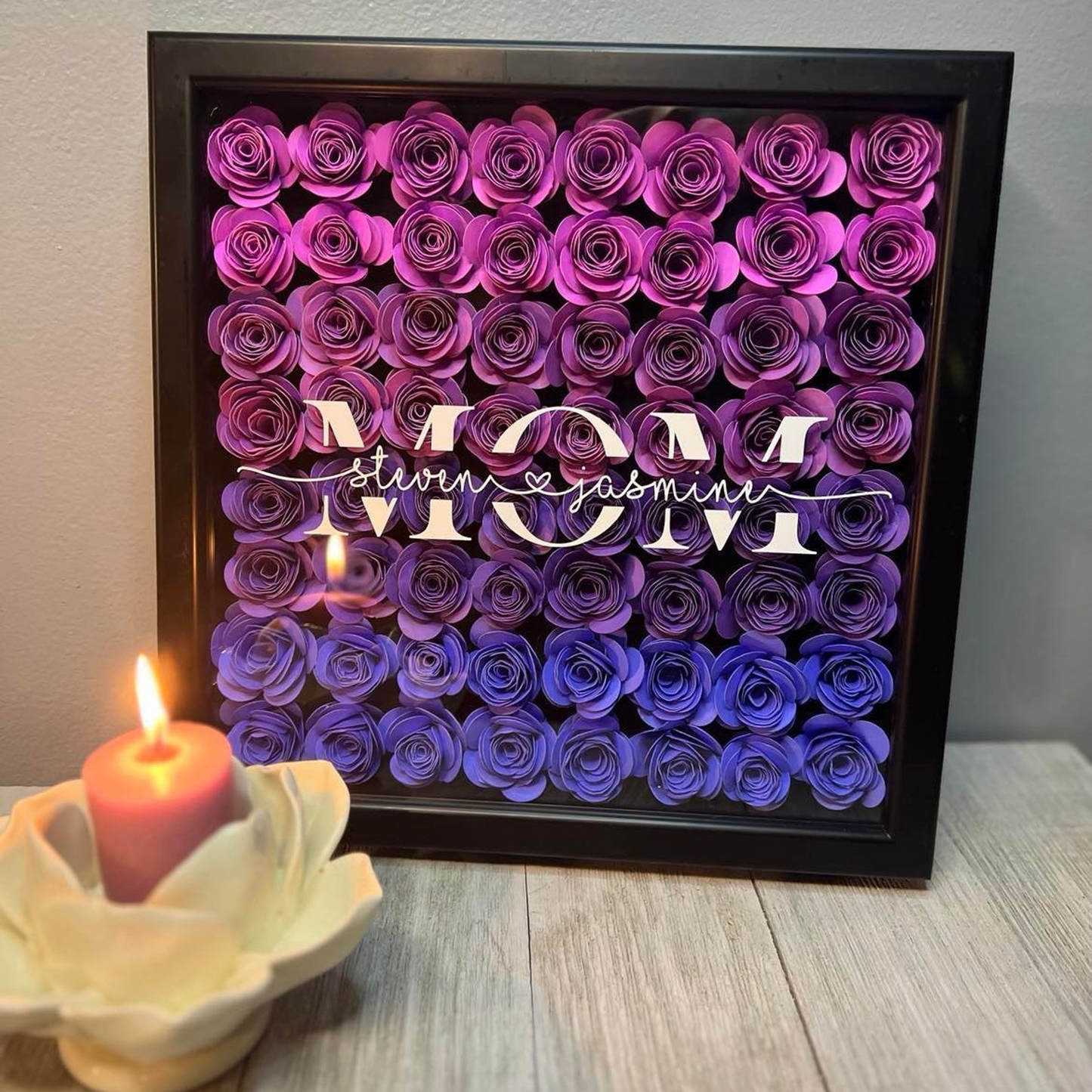 Personalized Mom Flower Shadow Box With Name