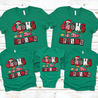 Jesus Is the Reason Religious Christmas Family Matching Shirts