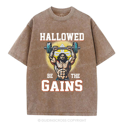 Hallowed Be The Gains Christian Washed T-Shirt