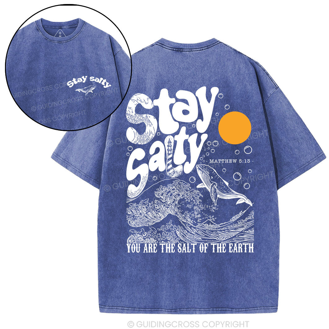 Stay Salty Ocean Waves Christian Washed T-Shirt