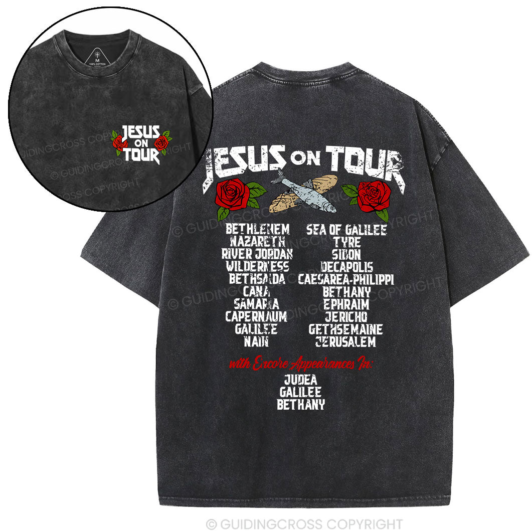 Jesus On Tour Christian Washed T-Shirt