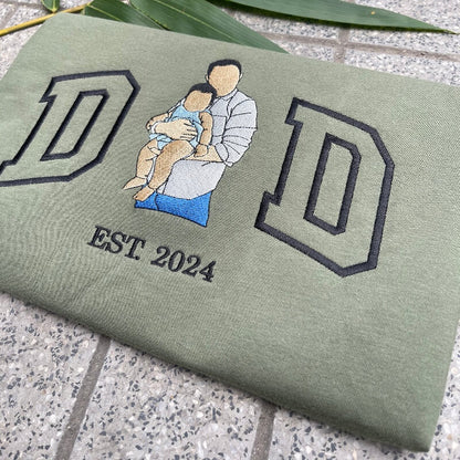 Custom Dad Shirt - Embroidered Portrait Shirt with Photo - Unique Gift for Dad and Family