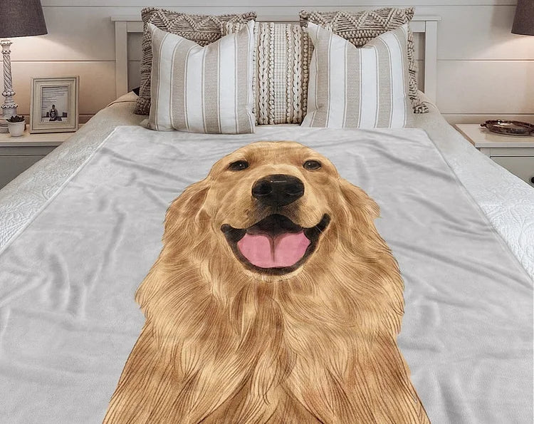 Christmas Pet Portrait Blanket Custom Dog Portrait Painting Pet Blanket