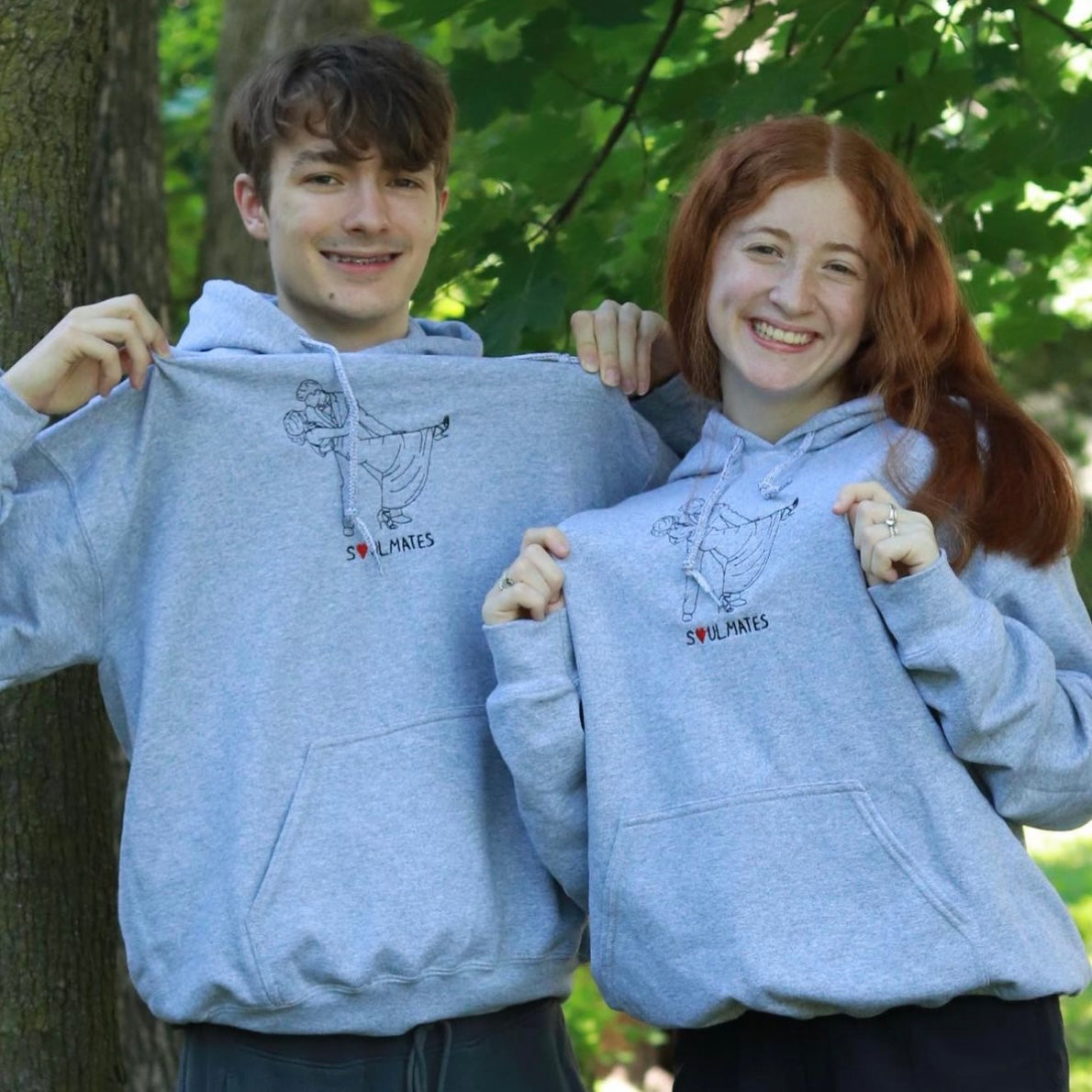 Embroidered Loversdovey Couple Photo Hoodie