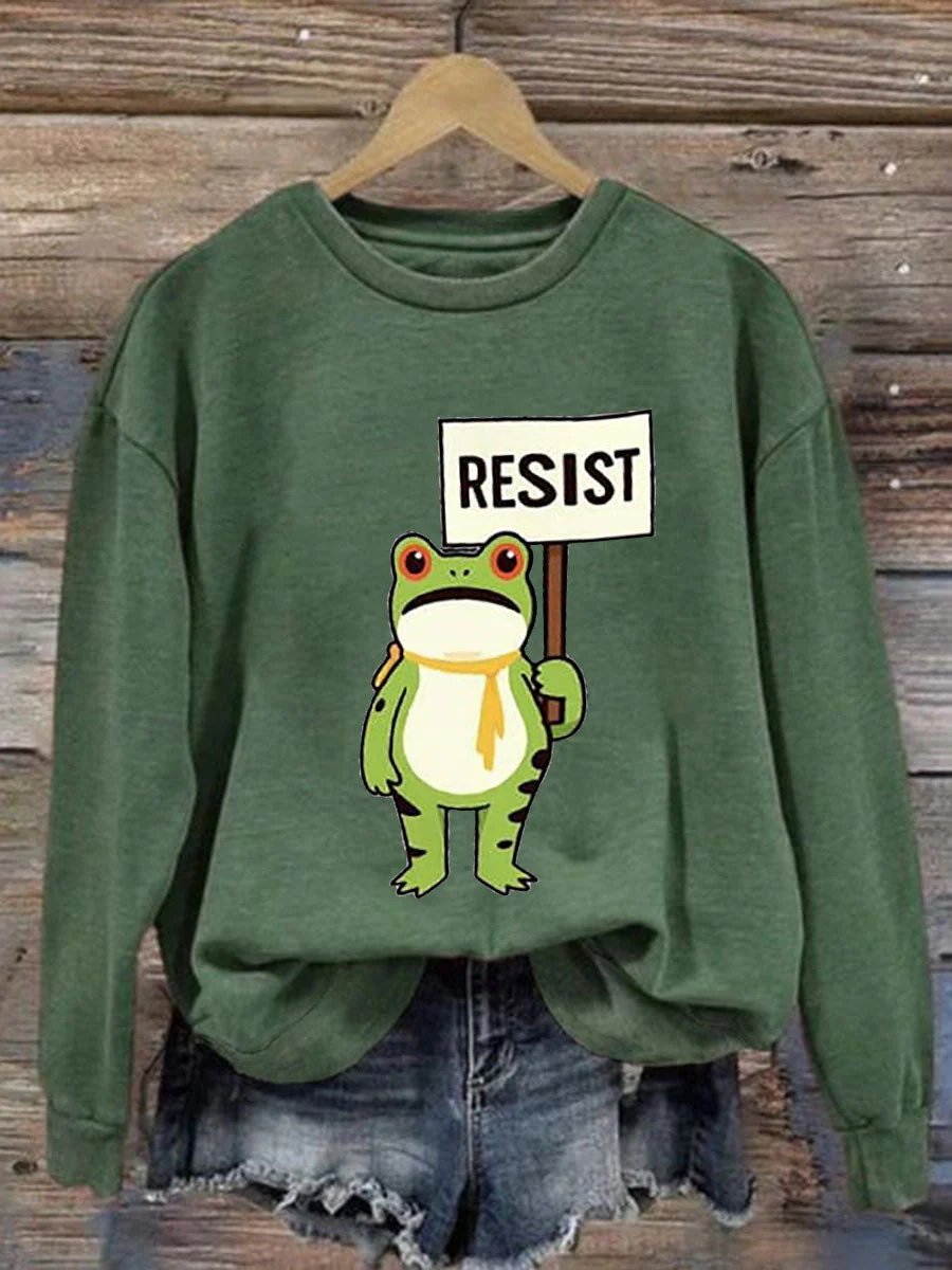 🔥Buy 3 Get 15% Off🔥Women's Retro Resist Frog Printed Round Neck Sweatshirt