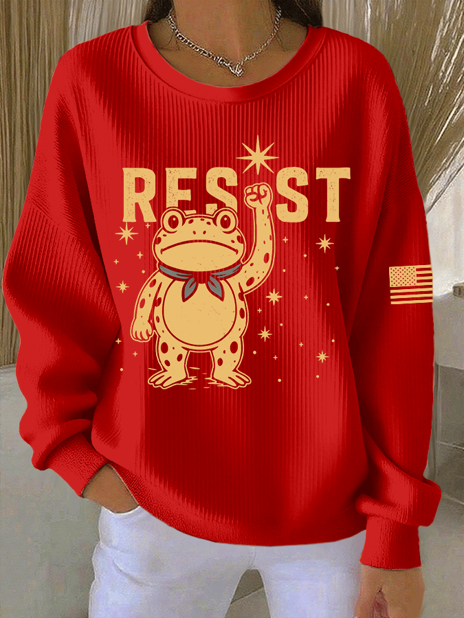 🔥Buy 3 Get 15% Off🔥Women's FDT Print Knit Crew Neck Long Sleeve Top