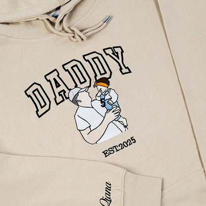 Personalized Daddy & Me Sweatshirt - Custom Photo Embroidery with Year & Nickname - Gift For Daddy