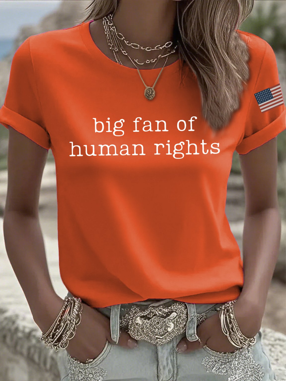 🔥Buy 3 Get 15% Off🔥Women's Casual Big Fan of Human Rights Print T-shirt