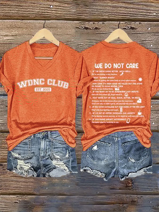 🔥Buy 3 Get 15% Off🔥V-Neck Retro Funny WDNC Club Menopause Perimenopause Print T-Shirt