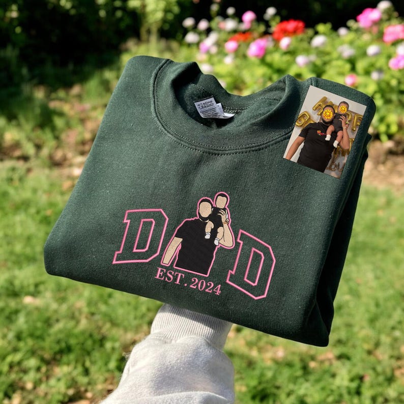 Custom Dad Shirt - Embroidered Portrait Shirt with Photo - Unique Gift for Dad and Family