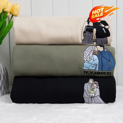 Loversdovey Custom Embroidered Portrait from Photo Sweatshirt