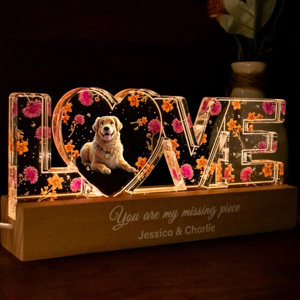 Couple Romantic Love Custom Flower Cartoon Portrait LED Night Light, Birth Month Flower, Thoughtful Valentine's Day Gift for her, Gift for him
