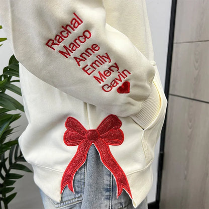 Customized Glitter Bow Embroidered Sweatshirt- Gift For Mom