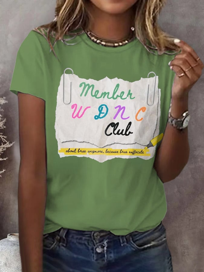 🔥Buy 3 Get 15% Off🔥Retro Member WDNC Club About Bras Anymore, Because Bras Suffocate Print T-Shirt