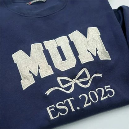 Mama Glitter Embroidered Sweatshirt Mother Day/Personalized Year
